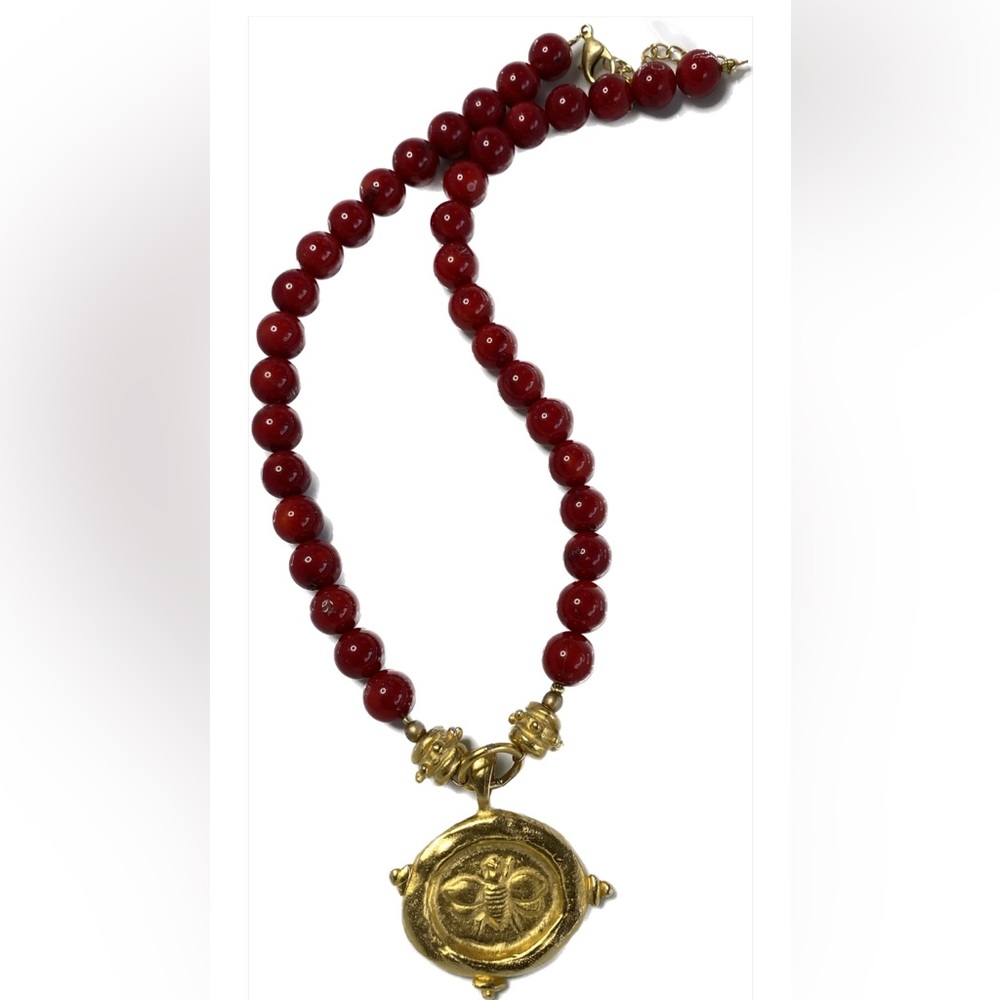 Susan Shaw Red Bee Pendant Necklace